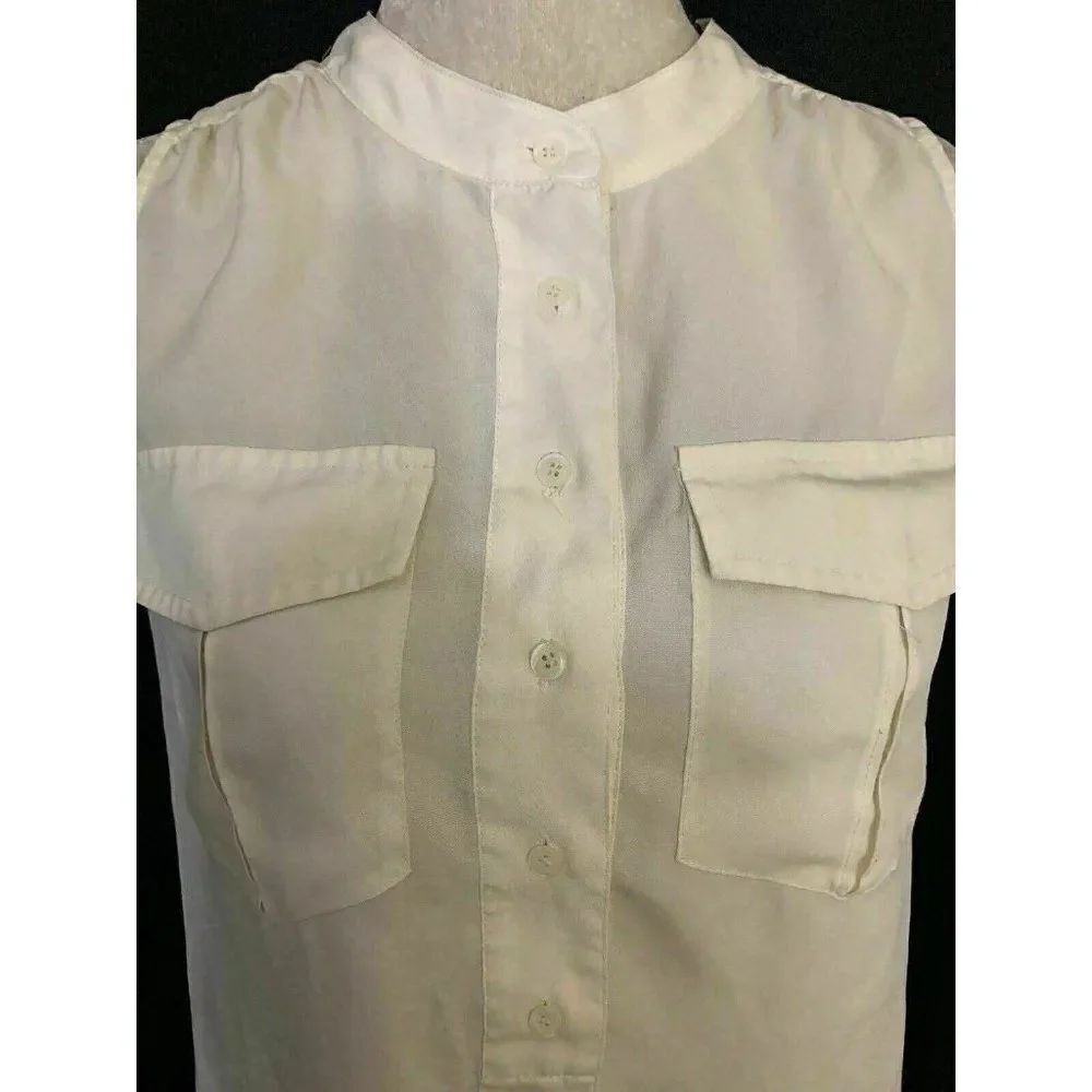 J Crew Solid Ivory Button Down Tank Top Blouse - Picture 2 of 8